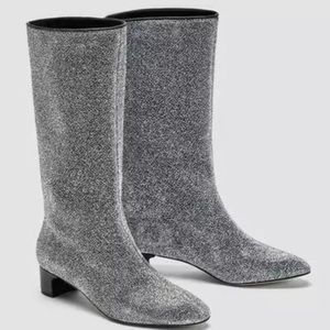 ZARA silver Glitter Heel Boots Silver CC Style NWT sold out!